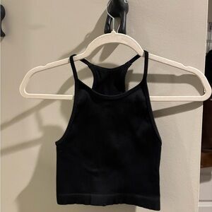 GAP Black Ribbed Racerback workout crop top